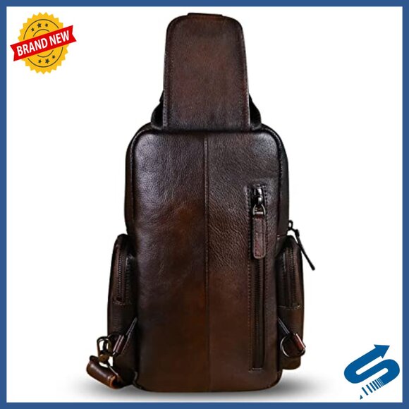 Genuine Leather Crossbody Daypack Backpack with Multiple Pockets main image 6